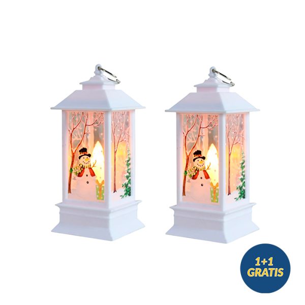 LanternLights, lampion świąteczny z przyjemnym światłem i brokatem (1+1 GRATIS - biały i czerwony)