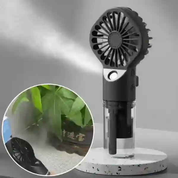 Misty, przenośny mini wentylator z wbudowanym nawilżaczem